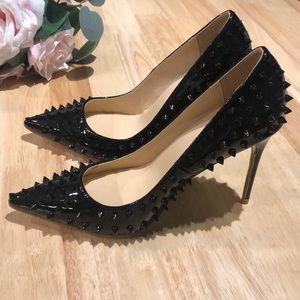 Sexy black studded heels